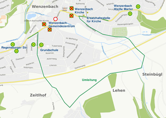 Karte Umleitung Wenzenbach Karte Umleitung Wenzenbach