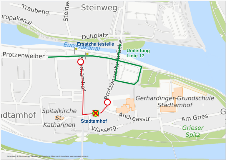 Karte Umleitung Stadtamhof