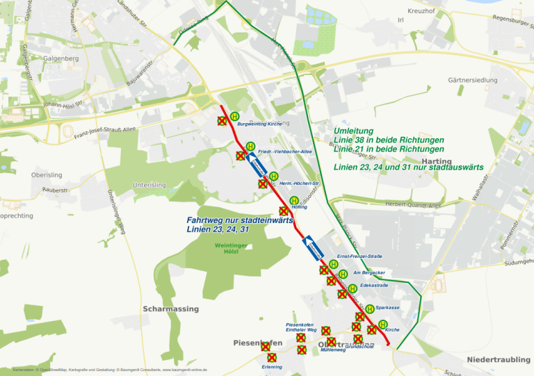 Karte Umleitung Diözesanfußwallfahrt 2026