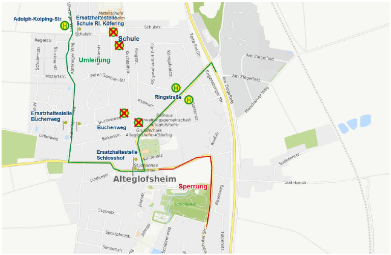 Karte_Alteglofsheim, Sperrung Landshuter Straße (23.02. - Dez. 2026)