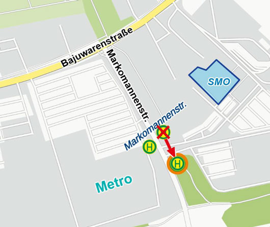 Karte Haltestelle Markomannenstraße