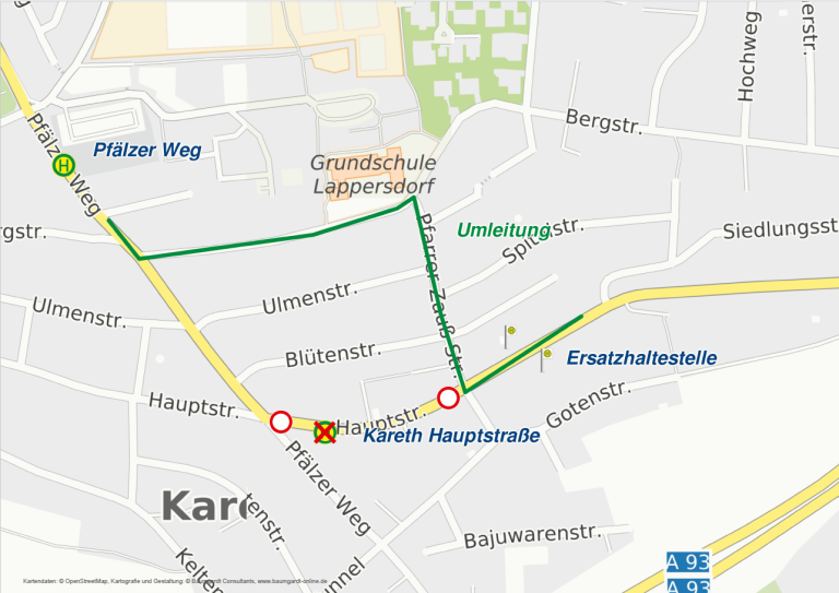 Grossansicht in neuem Fenster: Karte Kareth Hauptstraße ab 20.08.2026