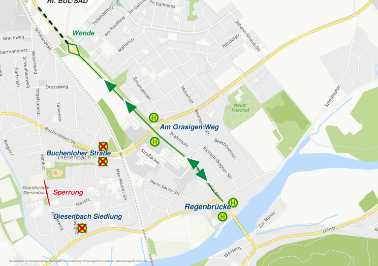 Karte Sperrung Sandstraße Regenstauf