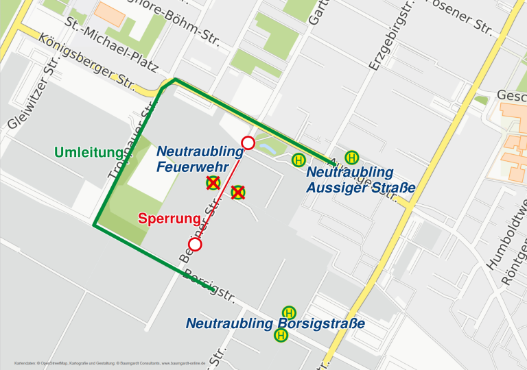 Karte Sperrung Berliner Straße Neutraubling 07.09.26