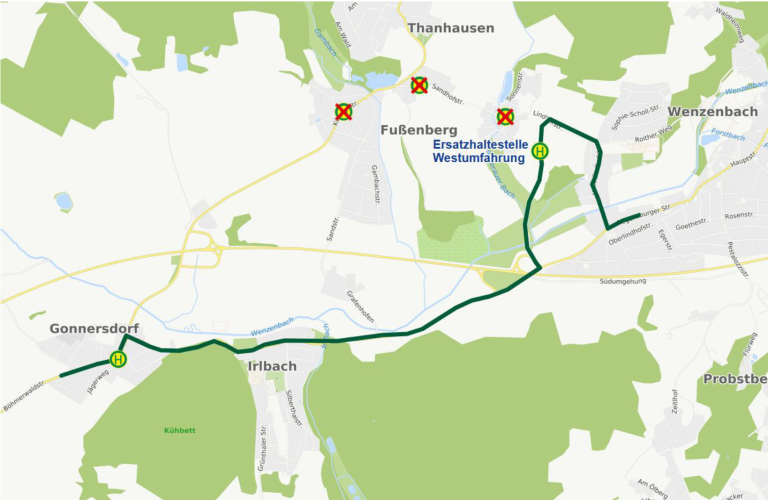 Karte Fußenberg Vollsperrung