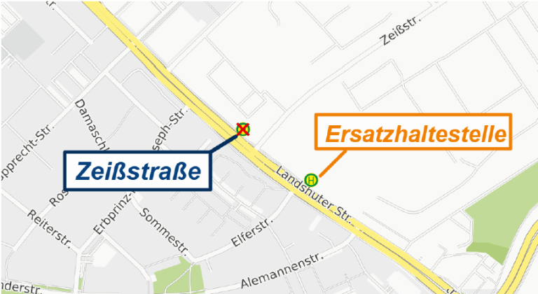 Grossansicht in neuem Fenster: Karte Hst-Verlegung Zeißstraße ab 24.06.26