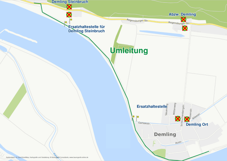 Grossansicht in neuem Fenster: Karte Umleitung Demling ab 13.07.26