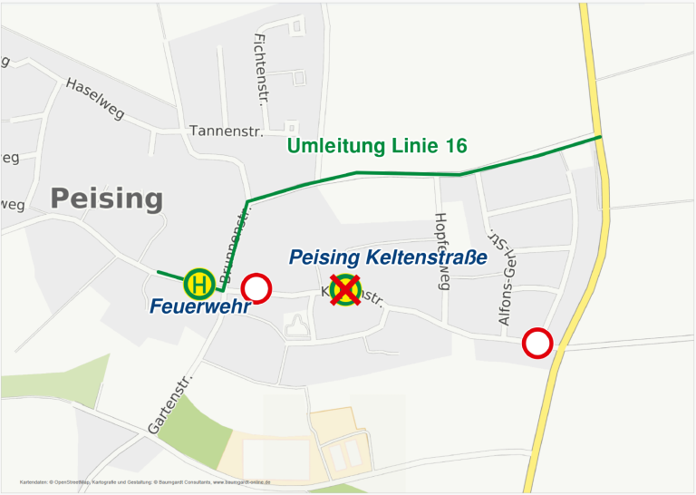 Karte Peising Linie 16