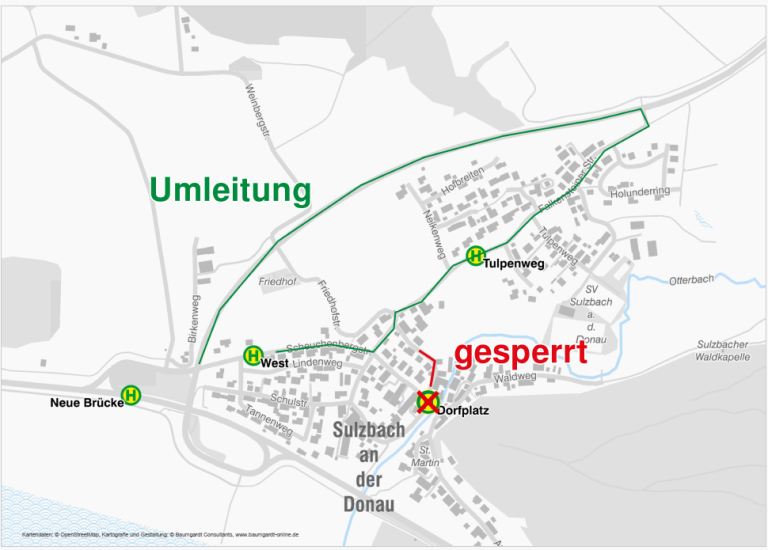 Karte Wasserrohrbruch Sulzbach