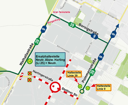 Karte Neutraubling Hartingerstr./Berlinerstr.