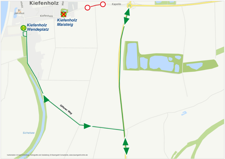 Grossansicht in neuem Fenster: Karte Sperrung Kiefenholz