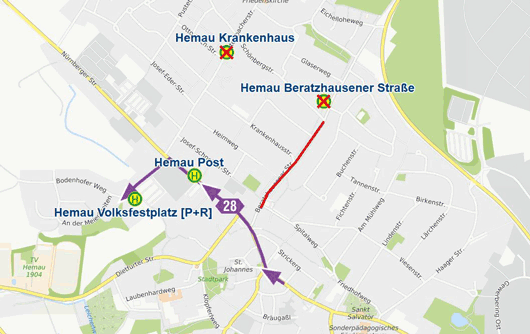 Karte Umleitung Hemau