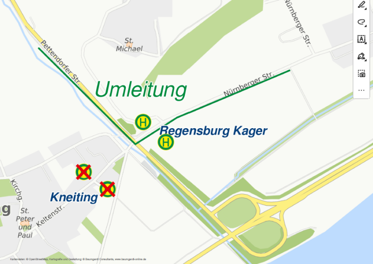 Karte Umleitung Kneiting vom 19.09.26