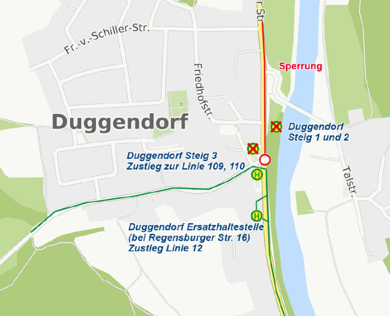 Karte Umleitung Duggendorf